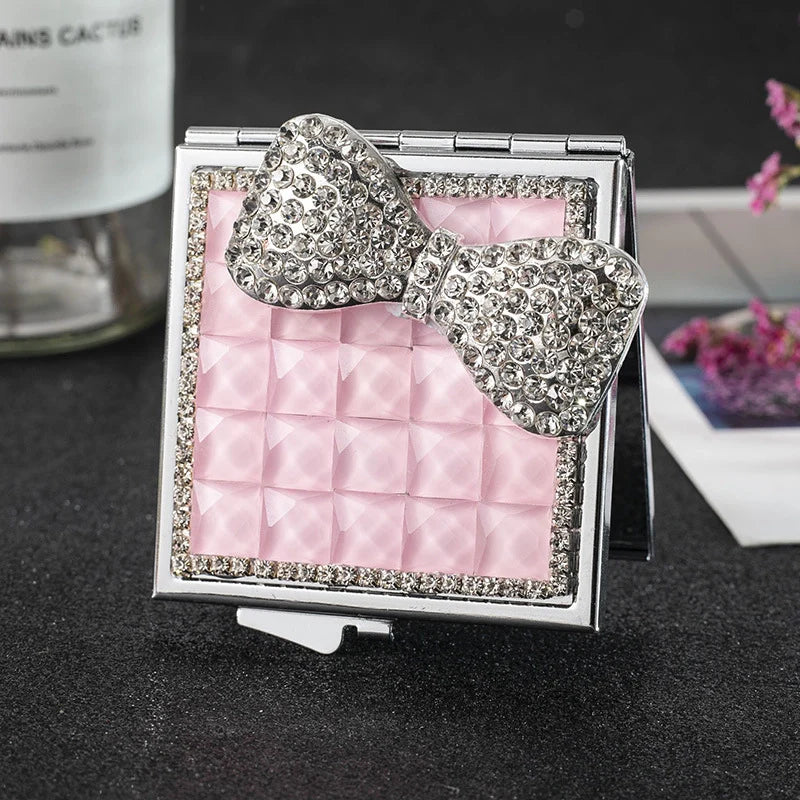Pink Bow Knot Lens Mirror